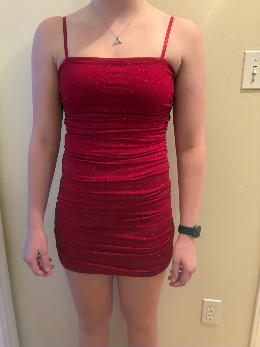 Sleeveless Red Ruched Bodycon Dress